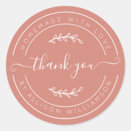 Terracotta Homemade Thank You Label Runder Aufkleber