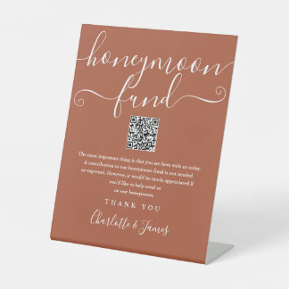 Terracotta Honeymoon Fund QR Code Sockelschild