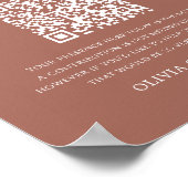 Terracotta Honeymoon Fund QR Code Wedding Sign Poster (Ecke)