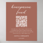 Terracotta Honeymoon Fund QR Code Wedding Sign Poster (Vorne)