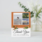 Terracotta Hummingbird Wedding Foto Collage Dankeskarte (Stehend Vorderseite)