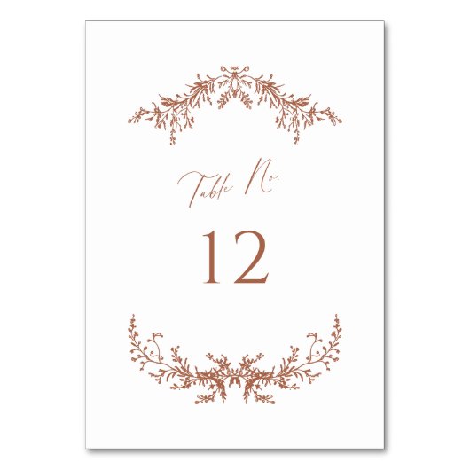 Terracotta Hütte Wedding Tischnummer Card Zeichen (Vorderseite)