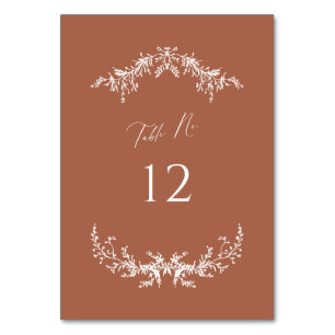 Terracotta Hütte Wedding Tischnummer Card Zeichen