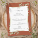 Terracotta Im Fünfspänner über den Gotthard Menükarte<br><div class="desc">Elegante Terracotta botanische Grüne Hochzeitskarte personalisiert mit Ihren Informationen in chic Typografie. Entwickelt von Thisisnotme©</div>