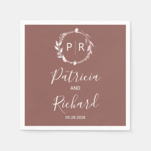 Terracotta Imitate Monogram Wedding Napkins Serviette