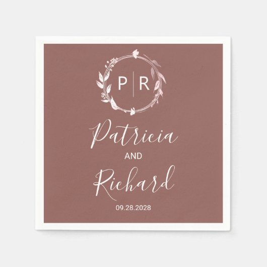 Terracotta Imitate Monogram Wedding Napkins Serviette (Vorderseite)