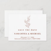 Terracotta Indie Autumn Floral Save the Date Einladung (Vorne/Hinten)