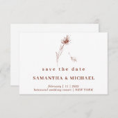 Terracotta Indie Dandelion Blume Save the Date Einladung (Vorne/Hinten)