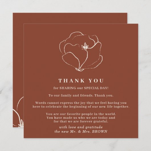 Terracotta Indie Rustic Simple vielen Dank Einladung (Vorne/Hinten)