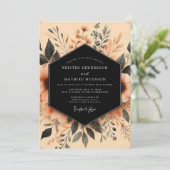 Terracotta Inky Botanical Wedding Einladung (Stehend Vorderseite)
