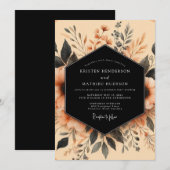 Terracotta Inky Botanical Wedding Einladung (Vorne/Hinten)