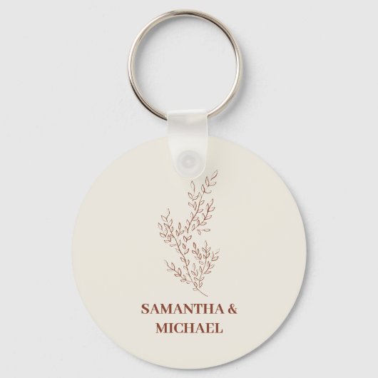 Terracotta Ivory Beige Ivy Blume Tiny Wedding Schlüsselanhänger (Vorderseite)