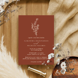Terracotta Ivory Bouquet Boho Einladung