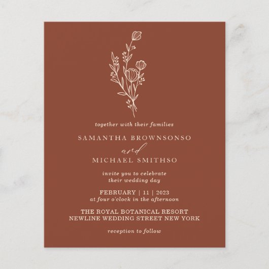 Terracotta Ivory Bouquet Modernes Budget Botanisch Flyer (Vorne)