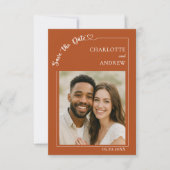 Terracotta ivory photo wedding Save the Date (Vorderseite)
