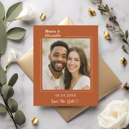 Terracotta ivory photo wedding Save the Date Flyer