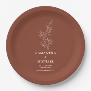 Terracotta Ivy Blume Moderne Hochzeit Pappteller