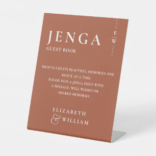 Terracotta Jenga Guest Book Minimalistisch Modern Sockelschild