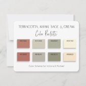 Terracotta Kahaki Sage & Cream Color Palette Card Einladung (Vorderseite)