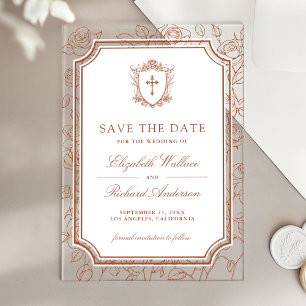 Terracotta Katholische Hochzeit - Save the Date Acryleinladungen
