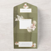 Terracotta & Khaki Palm Blätter Wedding All In One Einladung (Außenbereich)