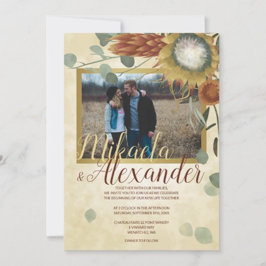 Terracotta King Protees Eukalyptus Grüner Fall Einladung (Vorderseite)