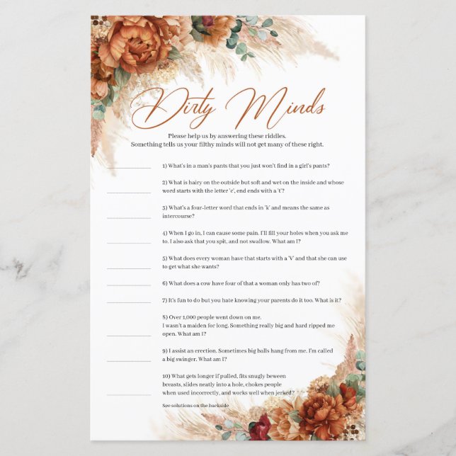 Terracotta Kupfer Peonies pampas Dirty Minds (Vorderseite)