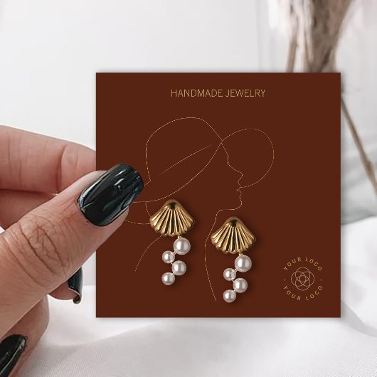 Terracotta Lady Juwelierohrringe Anzeige Quadratische Visitenkarte