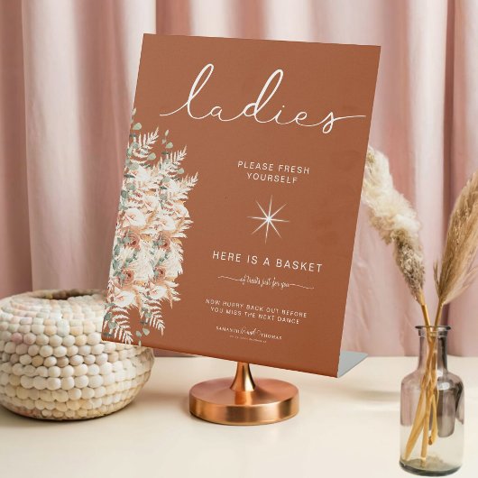 Terracotta Ladys Bathroom Basket Elegante Hochzeit Sockelschild