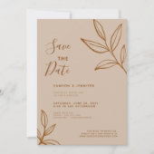 Terracotta Leaf Save the Date Virtual Wedding Einladung (Vorderseite)