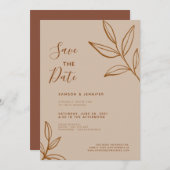Terracotta Leaf Save the Date Virtual Wedding Einladung (Vorne/Hinten)