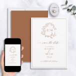 Terracotta Leafy Wappen Monogram Save the Date Einladung<br><div class="desc">Einladung Save the Date mit unserem schönen Terracotta Leafy Wappen Monogram! Diese einfache und elegante Einladung ist perfekt für Ihre moderne speichern Sie die Daten. Es verfügt über einen handgezeichneten, grünen Kranz, der ein modernes Hochzeitsmonogramm umschließt. Personalisiert in eleganter Typografie und mit handgeschriebener Kalligraphie. Schließlich ist es in einem zarten...</div>