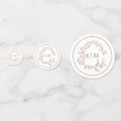 Terracotta Leafy Wappen Monogram Wedding Konfetti (Rückseiten)