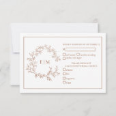 Terracotta Leafy Wappen Monogram Wedding RSVP Card Karte (Rückseite)