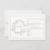 Terracotta Leafy Wappen Monogram Wedding RSVP Karte (Rückseite)