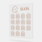 Terracotta Leafy Wappen Monogram Wedding Seating Acrylschild (Winkel)