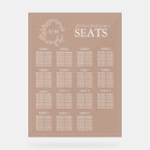 Terracotta Leafy Wappen Monogram Wedding Seating Acrylschild (Vorderseite)
