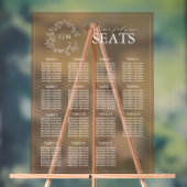 Terracotta Leafy Wappen Monogram Wedding Seating Acrylschild (Neutral)