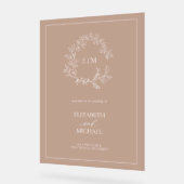 Terracotta Leafy Wappen Monogram Welcome Wedding Acrylschild (Winkel)