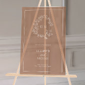 Terracotta Leafy Wappen Monogram Welcome Wedding Acrylschild