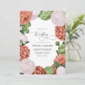 Terracotta Light Peach Olive Green Floral Wedding Einladung (Stehend Vorderseite)