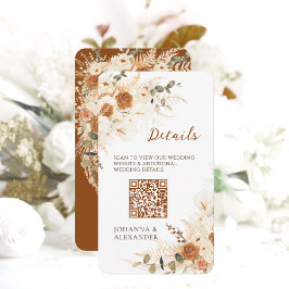 Terracotta lilies floral QR Code Wedding Details Begleitkarte