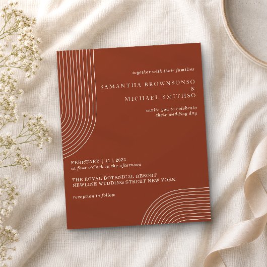 Terracotta Line Art Geometric Boho Budget Flyer