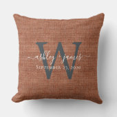 TerraCotta Linen Monogram Wedding Keepake Kissen (Vorderseite)