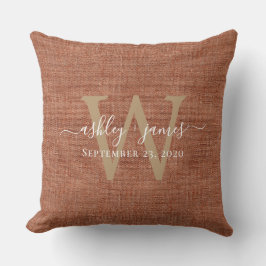 TerraCotta Linen Monogram Wedding Keepake Kissen