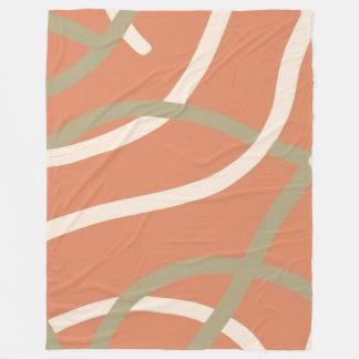 Terracotta Linework Pattern | Cream & Olive  Fleecedecke