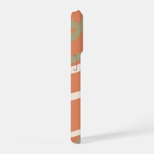 Terracotta Linework Pattern | Cream & Olive iPhone Hülle (Rechte Seite)