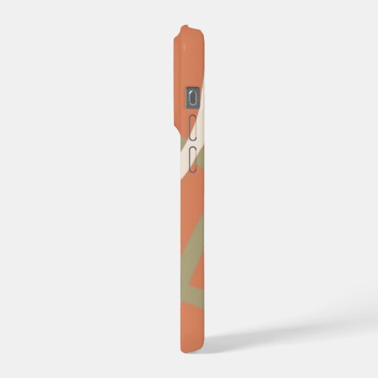 Terracotta Linework Pattern | Cream & Olive iPhone Hülle (Linke Seite)