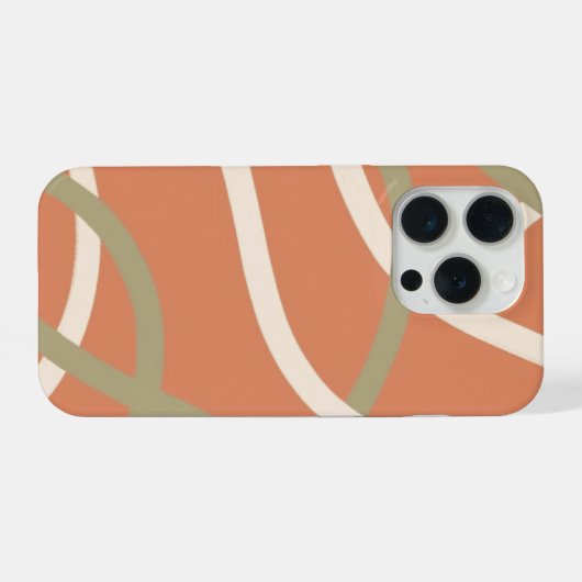 Terracotta Linework Pattern | Cream & Olive iPhone Hülle (Rückseite (Horizontal))