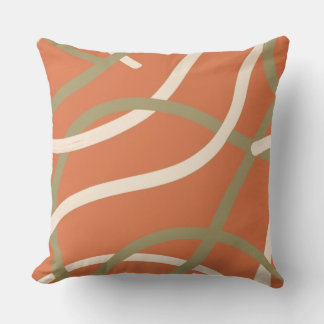 Terracotta Linework Pattern | Cream & Olive  Kissen